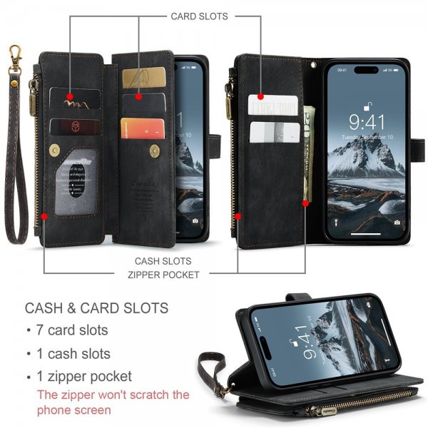 CaseMe iPhone 15 Pro Fodral C30 Series Svart