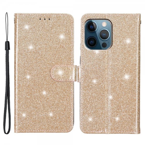 iPhone 15 Pro Fodral Glitter Guld