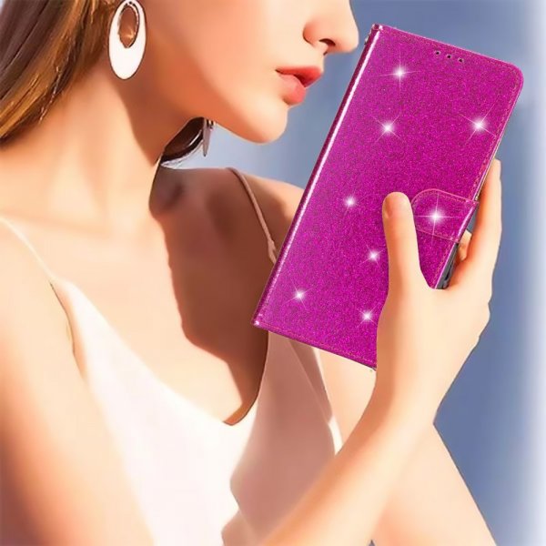 iPhone 15 Pro Fodral Glitter Magenta