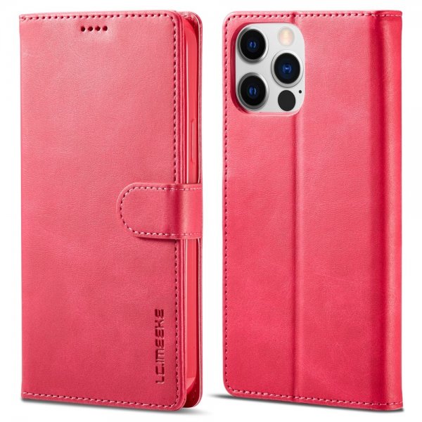 Lc.Imeeke iPhone 15 Pro Fodral med Kortfack Stativfunktion Magenta