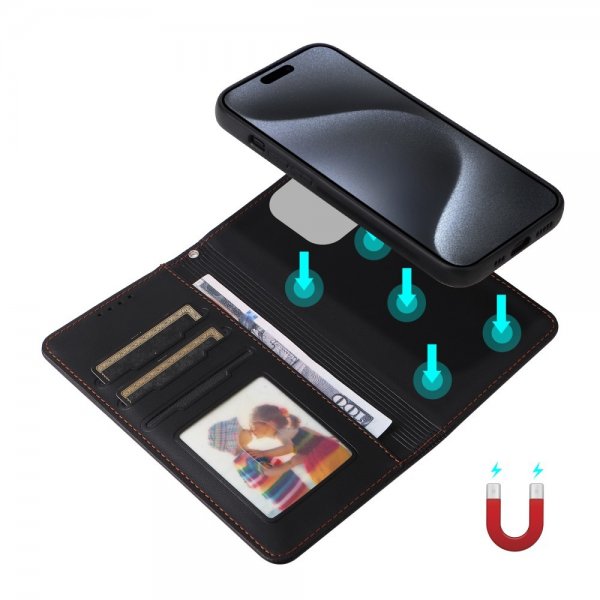 Betopnice iPhone 15 Pro Fodral med Löstagbart Skal 005 Svart