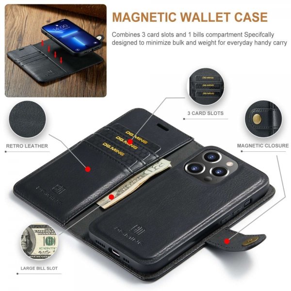 Dg.Ming iPhone 15 Pro Fodral med Löstagbart Skal Svart