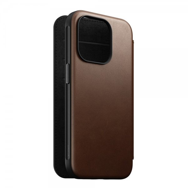 Nomad iPhone 15 Pro Fodral Modern Leather Folio Brun