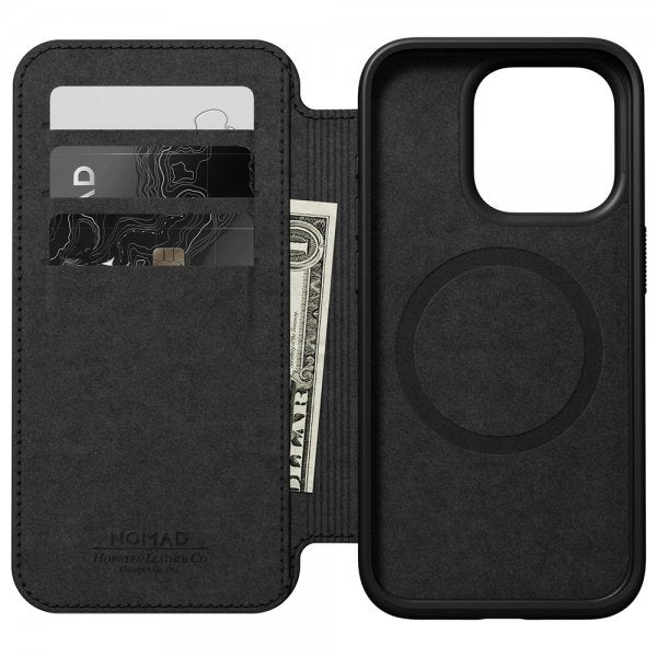 Nomad iPhone 15 Pro Fodral Modern Leather Folio Horween Svart