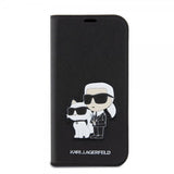 Karl Lagerfeld iPhone 15 Pro Fodral NFT Karl & Choupette Patch Saffiano Svart