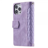 iPhone 15 Pro Fodral Rombmönster Dragkedja Lila