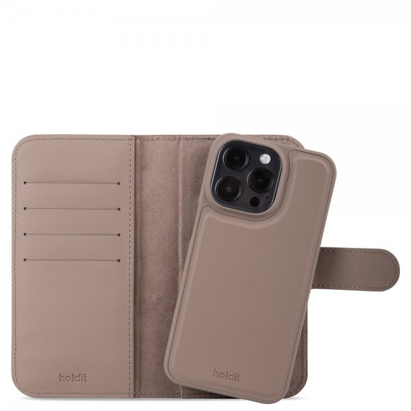 holdit iPhone 15 Pro Fodral Wallet Case Magnet Plus Mocha Brown