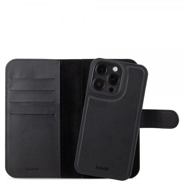 holdit iPhone 15 Pro Fodral Wallet Case Magnet Plus Svart