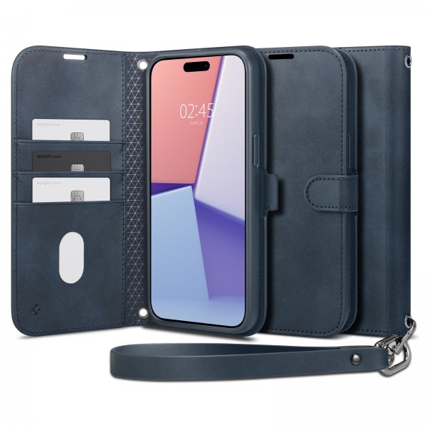 Spigen iPhone 15 Pro Fodral Wallet S Pro Navy