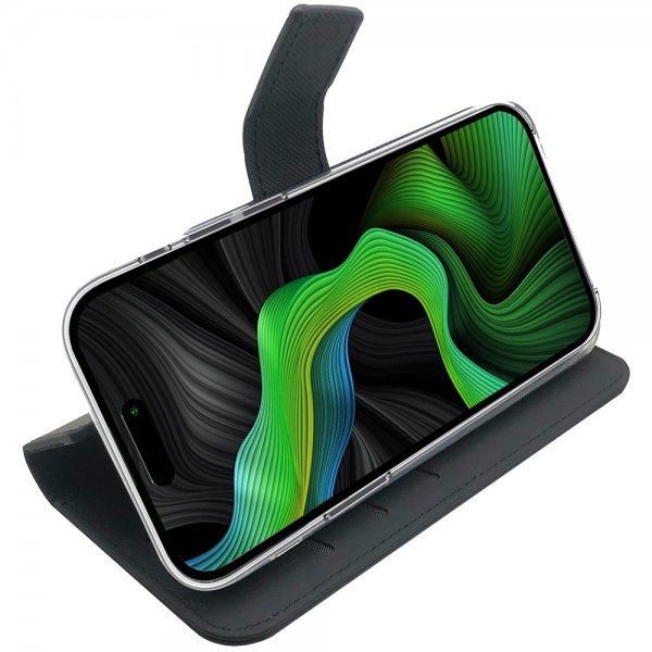 Celly iPhone 15 Pro Fodral Wally Wallet Case Svart