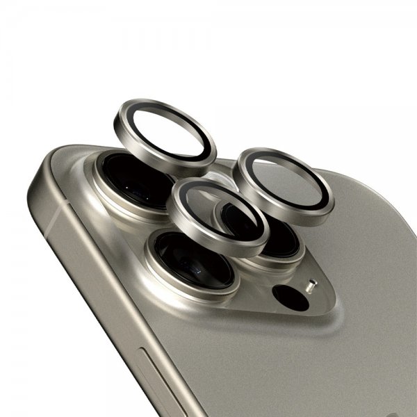 PanzerGlass iPhone 15 Pro/iPhone 15 Pro Max Kameraskydd Hoops Natural Titanium