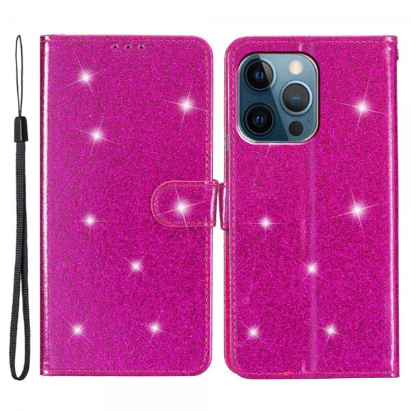 iPhone 15 Pro Max Fodral Glitter Magenta