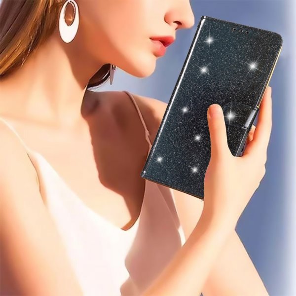 iPhone 15 Pro Max Fodral Glitter Svart