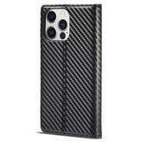 Lc.Imeeke iPhone 15 Pro Max Fodral Kolfibertextur Röd Stripe Vertical Svart