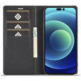 Lc.Imeeke iPhone 15 Pro Max Fodral Kolfibertextur Röd Stripe Vertical Svart