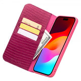 Qialino iPhone 15 Pro Max Fodral Krokodiltextur Rosa
