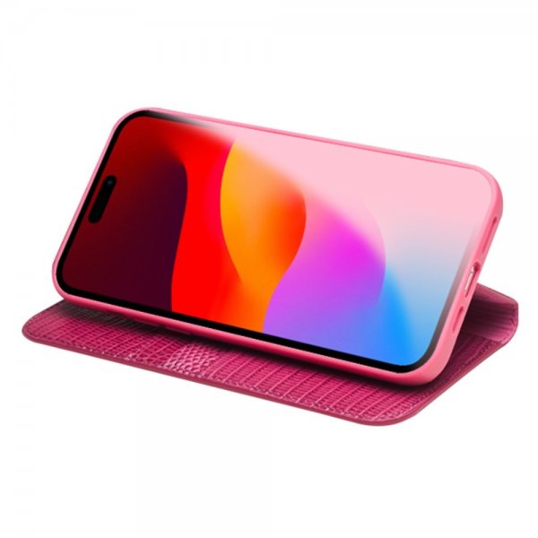 Qialino iPhone 15 Pro Max Fodral Krokodiltextur Rosa