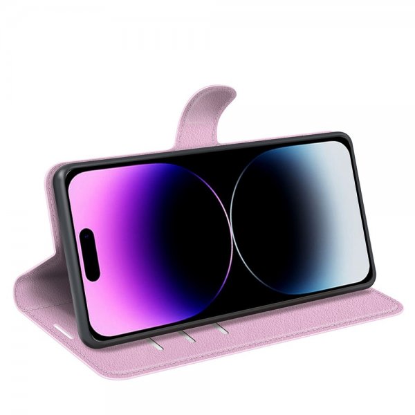 iPhone 15 Pro Max Fodral Litchi Rosa
