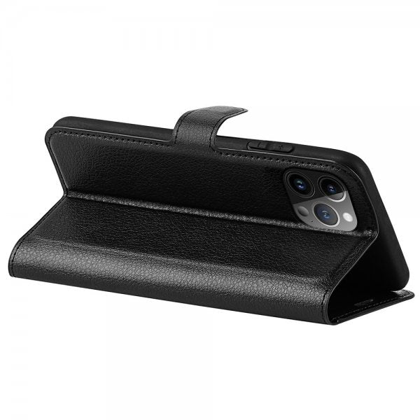 iPhone 15 Pro Max Fodral Litchi Svart