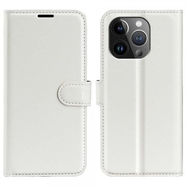 iPhone 15 Pro Max Fodral Litchi Vit