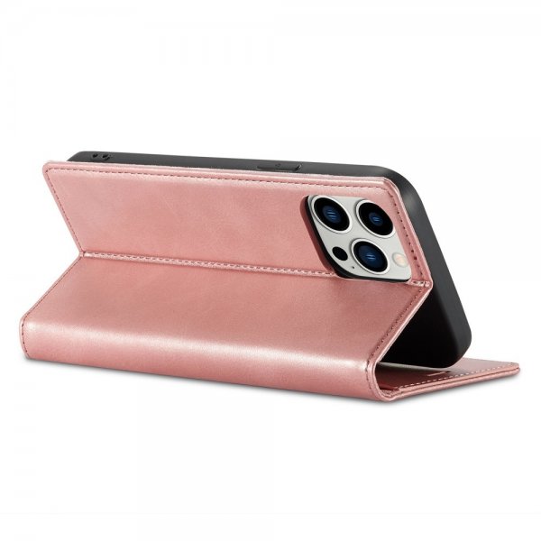 Lc.Imeeke iPhone 15 Pro Max Fodral med Kortfack Flip Roseguld