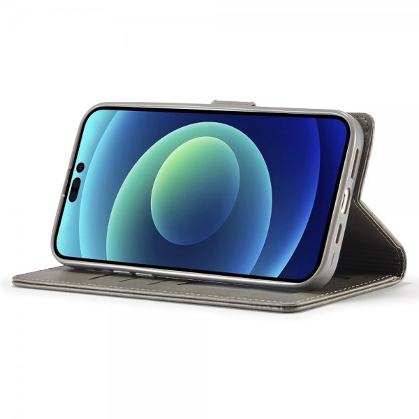 Lc.Imeeke iPhone 15 Pro Max Fodral med Kortfack Stativfunktion Grå