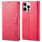 Lc.Imeeke iPhone 15 Pro Max Fodral med Kortfack Stativfunktion Magenta