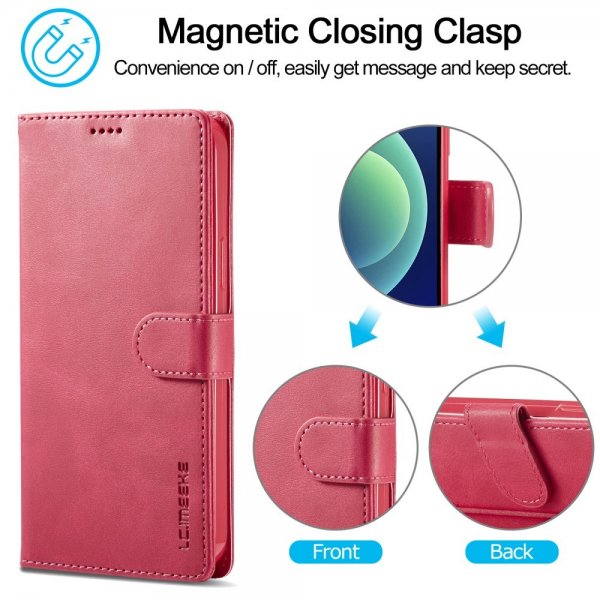 Lc.Imeeke iPhone 15 Pro Max Fodral med Kortfack Stativfunktion Magenta