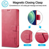 Lc.Imeeke iPhone 15 Pro Max Fodral med Kortfack Stativfunktion Magenta