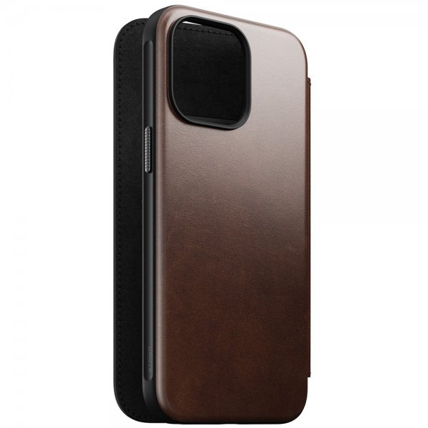 Nomad iPhone 15 Pro Max Fodral Modern Leather Folio Horween Rustic Brown