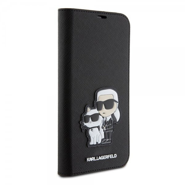 Karl Lagerfeld iPhone 15 Pro Max Fodral NFT Karl & Choupette Patch Saffiano Svart