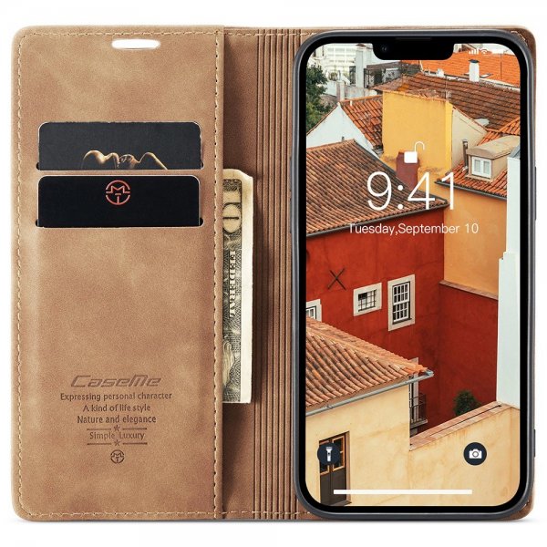 CaseMe iPhone 15 Pro Max Fodral Retro Flip Brun