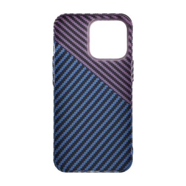iPhone 15 Pro Max Skal Kolfibermönster Blå Lila