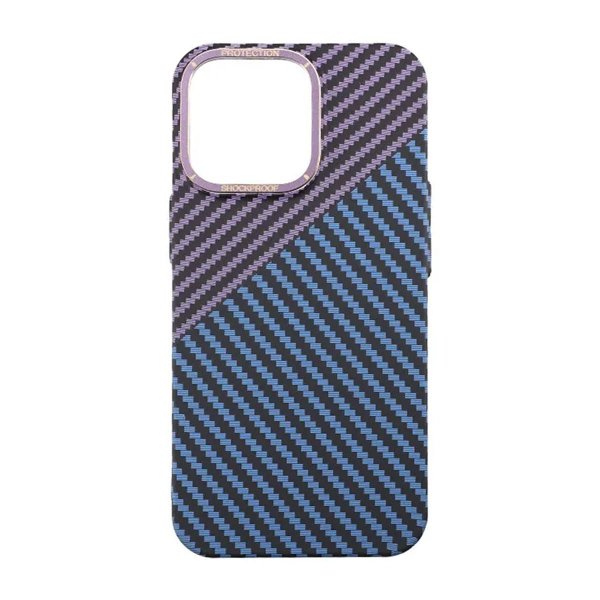 iPhone 15 Pro Max Skal Kolfibermönster Blå Lila