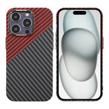 iPhone 15 Pro Max Skal Kolfibermönster Svart Röd