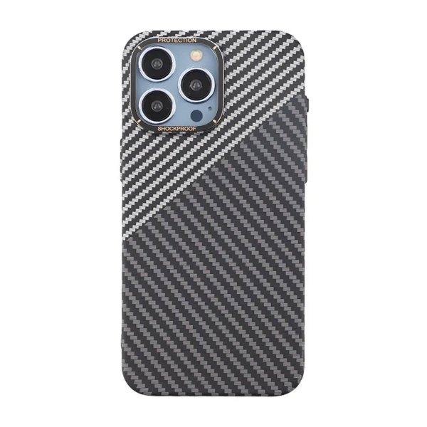 iPhone 15 Pro Max Skal Kolfibermönster Svart Vit