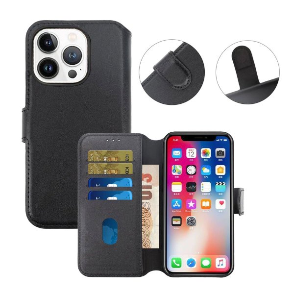 Rvelon iPhone 15 Pro Max Fodral Äkta Läder Svart
