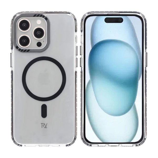Rvelon iPhone 15 Pro Max Skal TPU MagSafe Svart Transparent