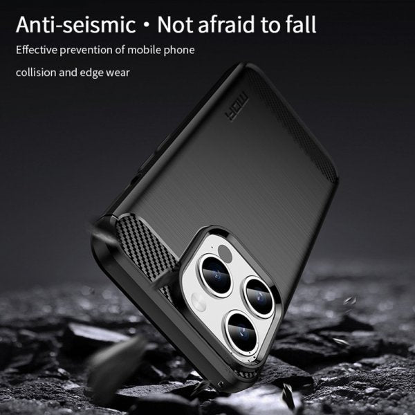 Mofi iPhone 15 Pro Max Skal Borstad Kolfibertextur Blå