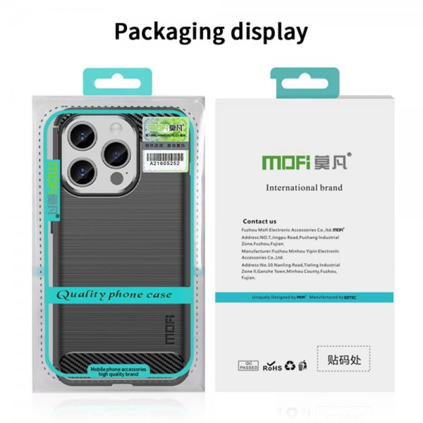 Mofi iPhone 15 Pro Max Skal Borstad Kolfibertextur Blå