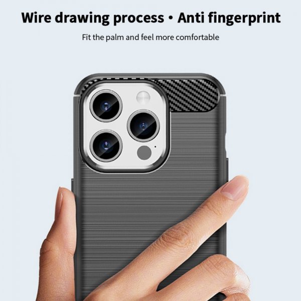 Mofi iPhone 15 Pro Max Skal Borstad Kolfibertextur Röd