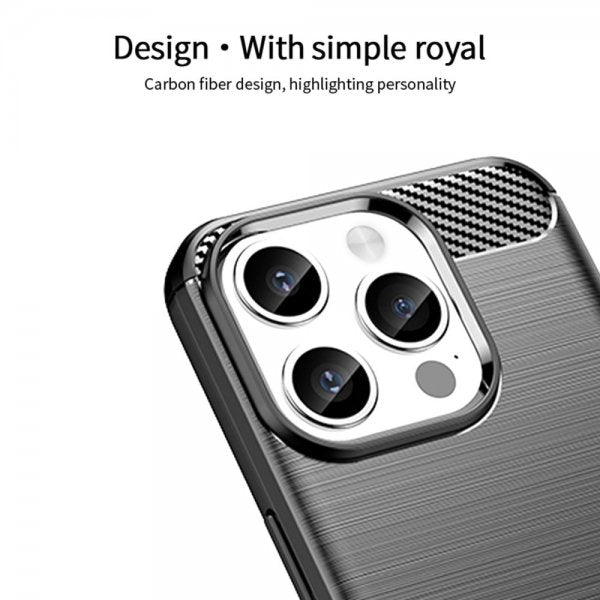 Mofi iPhone 15 Pro Max Skal Borstad Kolfibertextur Svart