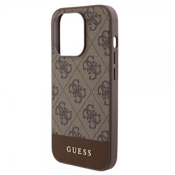 Guess iPhone 15 Pro Max Skal Bottom Stripe MagSafe Brun