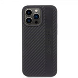 Mercedes Benz iPhone 15 Pro Max Skal Carbon Effect Leather Stripe AMG Svart