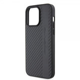 Mercedes Benz iPhone 15 Pro Max Skal Carbon Effect Leather Stripe AMG Svart