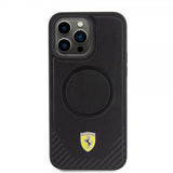 Ferrari iPhone 15 Pro Max Skal Carbon PU Leather MagSafe Svart