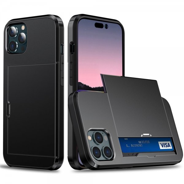 iPhone 15 Pro Max Skal Card Slide Svart