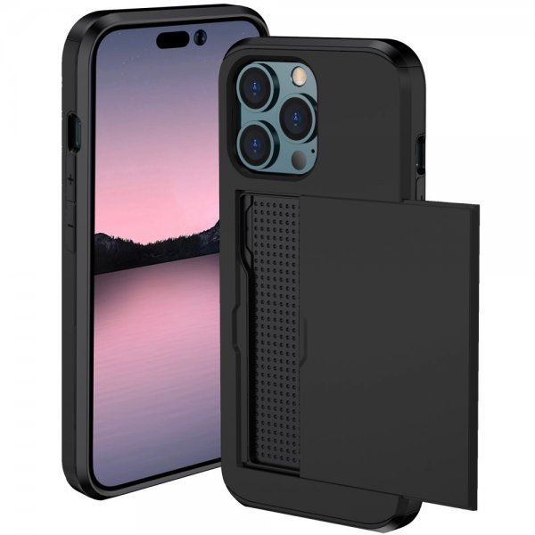 iPhone 15 Pro Max Skal Card Slide Svart