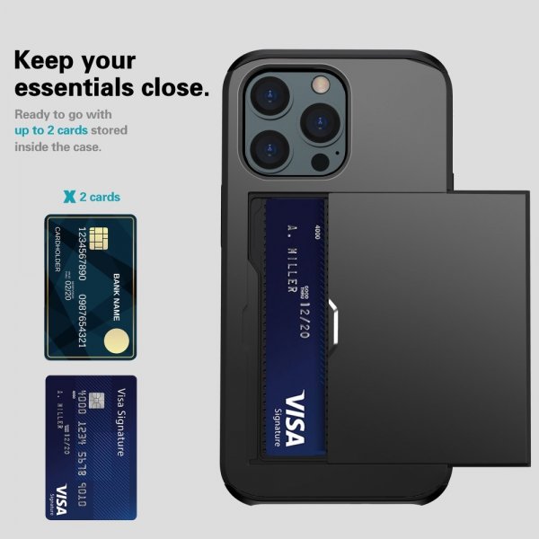iPhone 15 Pro Max Skal Card Slide Svart