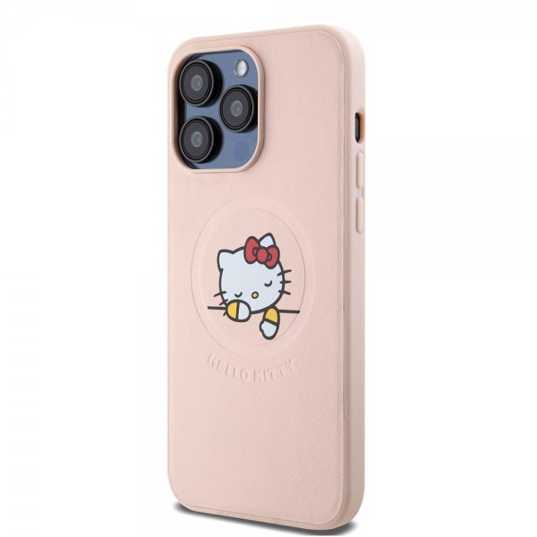 Hello Kitty iPhone 15 Pro Max Skal Debossed Logo MagSafe Rosa